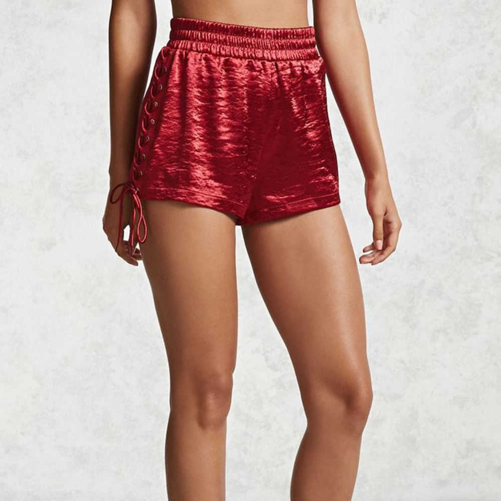 Forever 21 Lace Up Satin Shorts